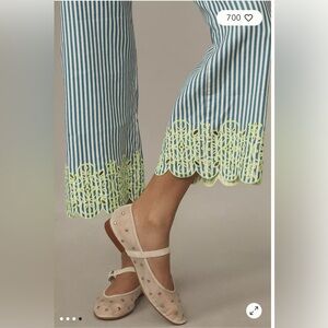 Anthropologie The Colette Cropped Wide-Leg Pants by Maeve: Embroidered Linen 4